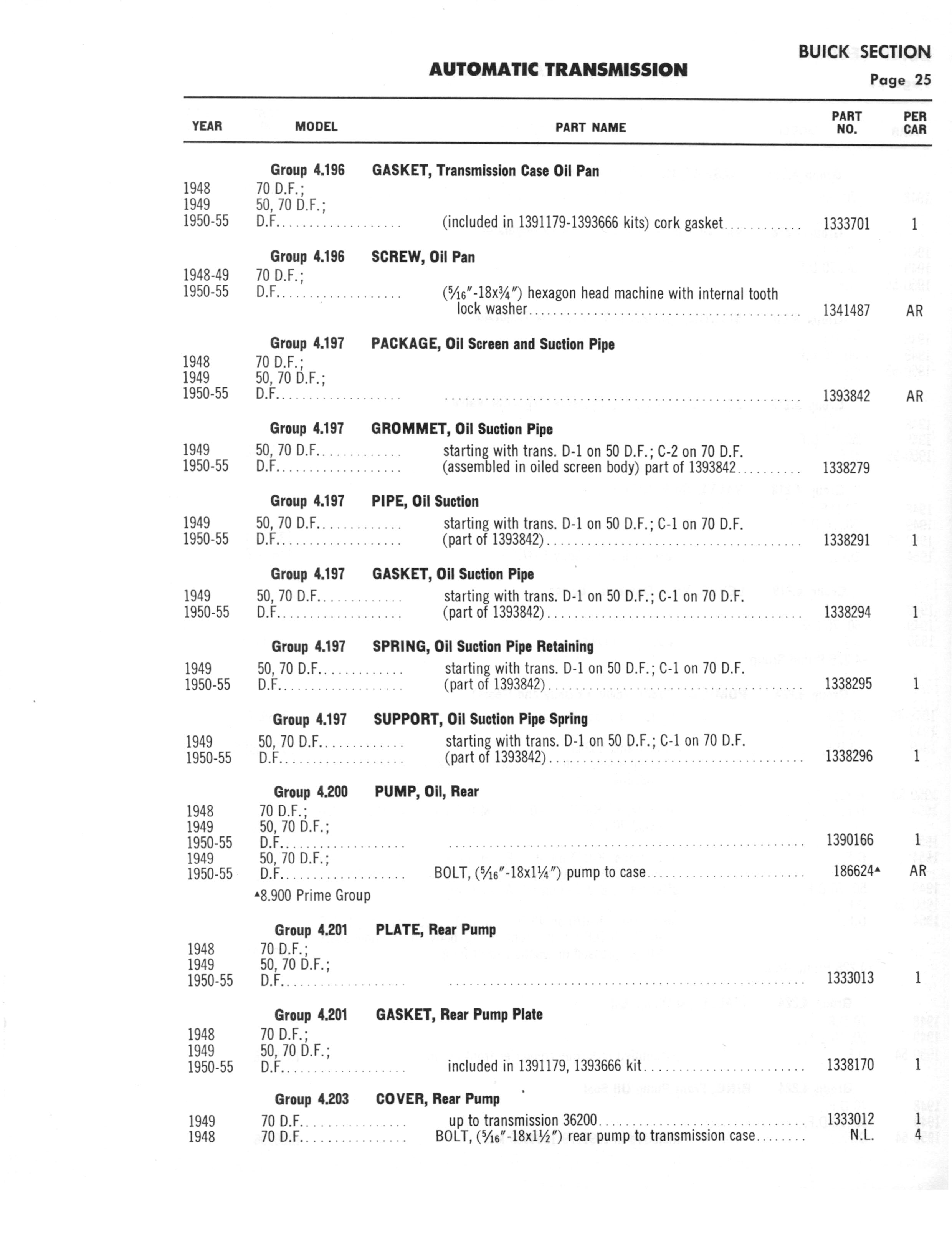A3010 Automatic Transmission Parts Catalog HydraMatic, PowerGlide
